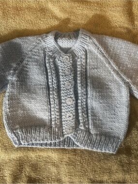 Hand Crafted Light Gray Baby Knit Cardigan